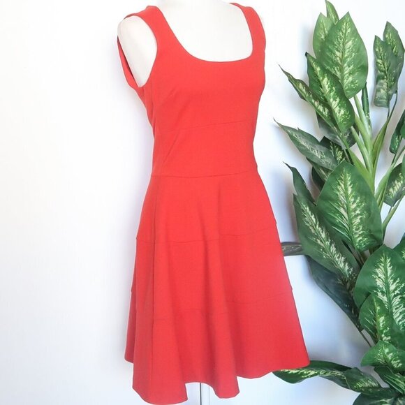Banana Republic Red Ponte Sleeveless Square Neck Fit & Flare Mini Dress - Picture 5 of 12